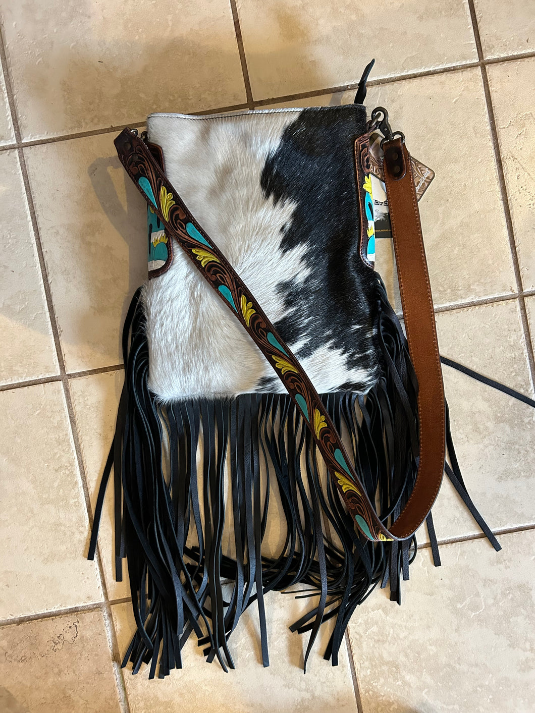 Crossbody cowhide purse