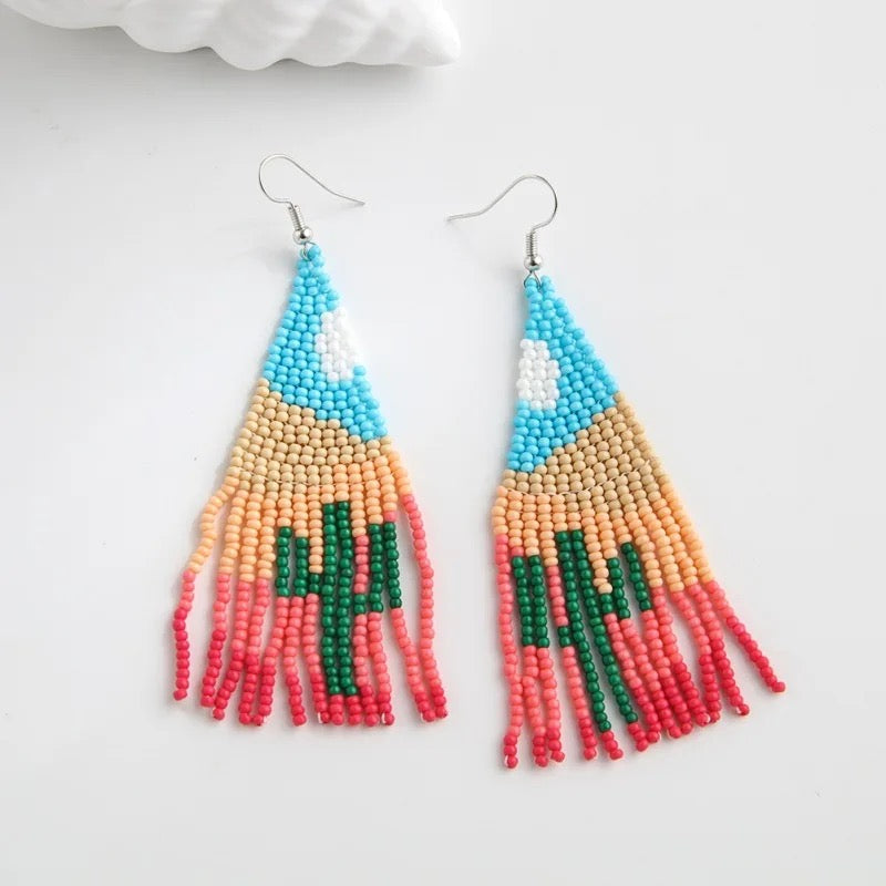 Seed bead hook earrings