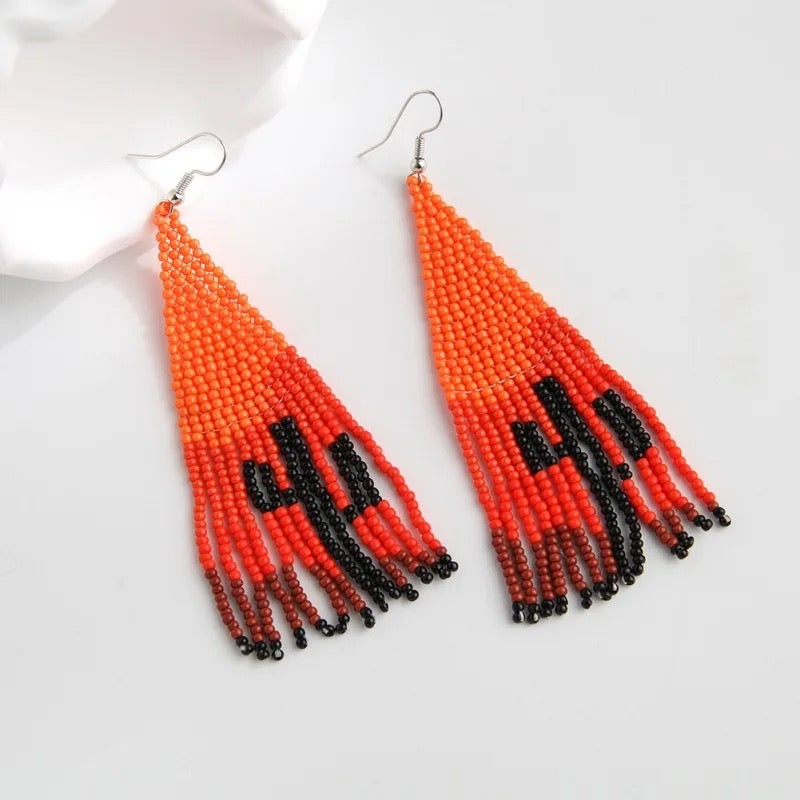 Seed bead hook earrings