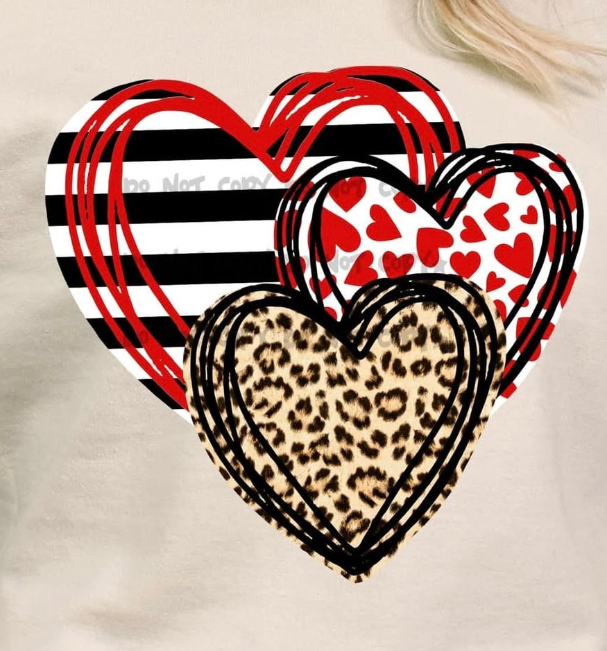 Stacked heart long sleeve tee