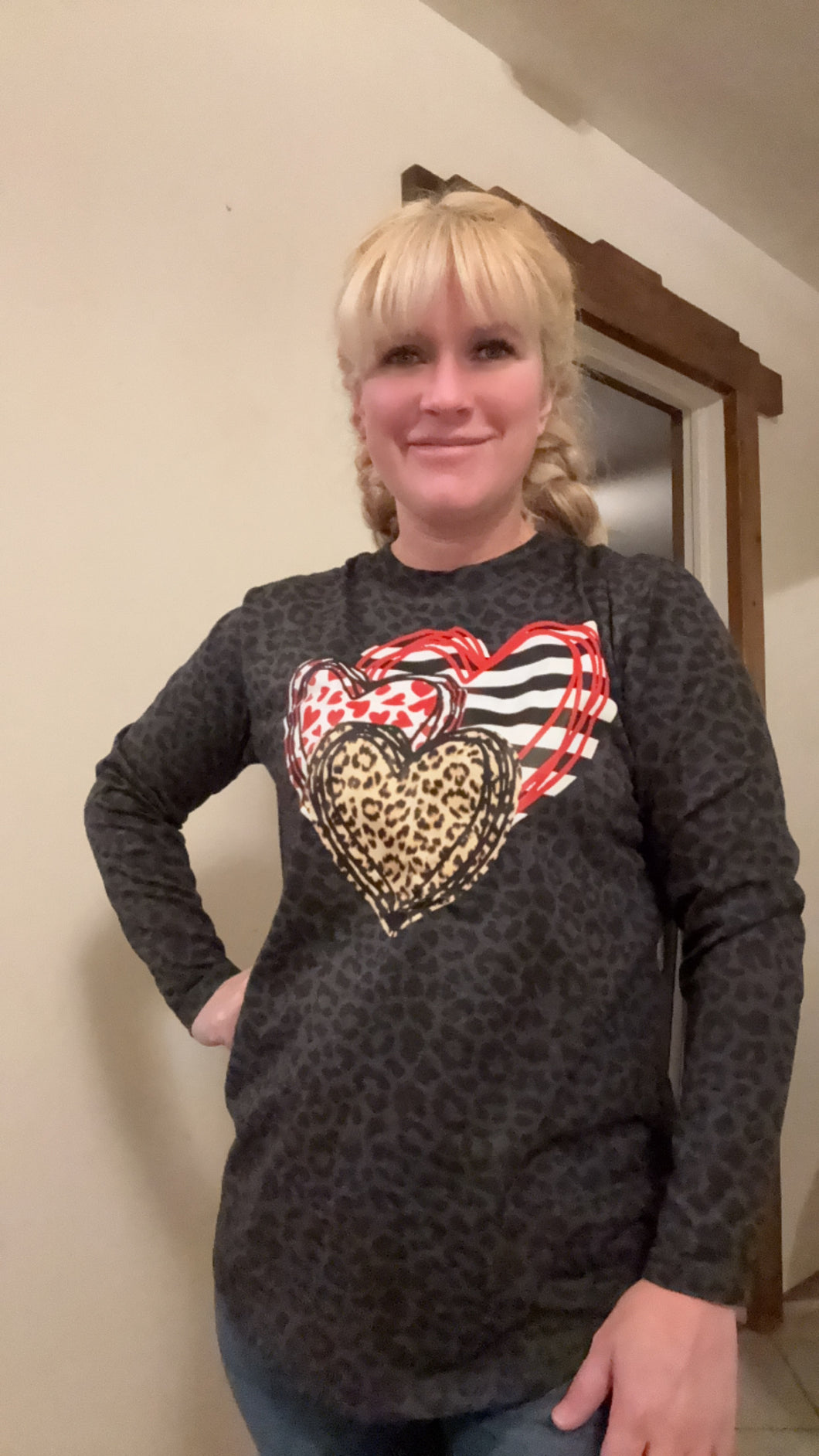 Stacked heart long sleeve tee