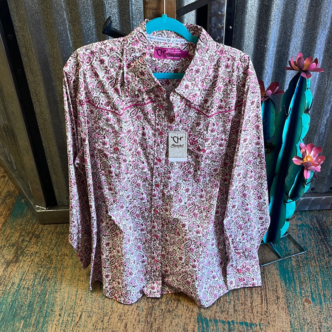 Pink Paisley button up